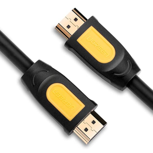 CABLU video Ugreen, "HD101" HDMI (T) la HDMI (T), rezolutie maxima 4K UHD (3840 x 2160) la 60 Hz, round cable, conectori auriti, 5m, negru + galben "10167" (include TV 0.15 lei) - 6957303811670