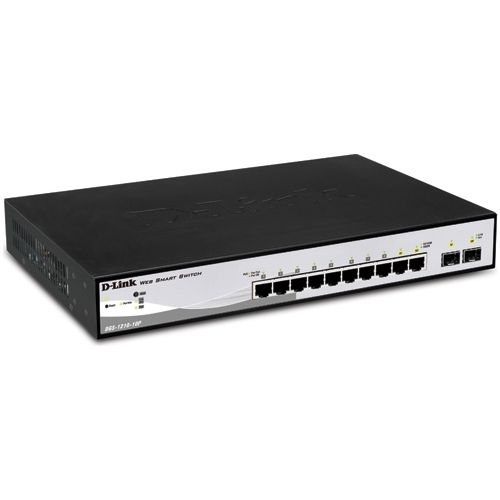 SWITCH PoE D-LINK Smart  8 porturi Gigabit (8 PoE) + 2 porturi SFP, IEEE 802.3af/at, carcasa metalica, "DGS-1210-10P" (include TV 1.75lei)