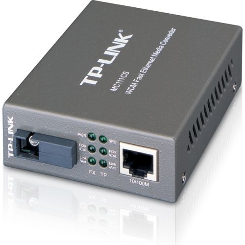 MEDIA CONVERTOR TP-LINK RJ45 10/100M la fibra SC single-mode 100M, Full-duplex, Tx:1550nm, Rx:1310nm, pana la 20Km, montabil in sasiu "MC111CS"