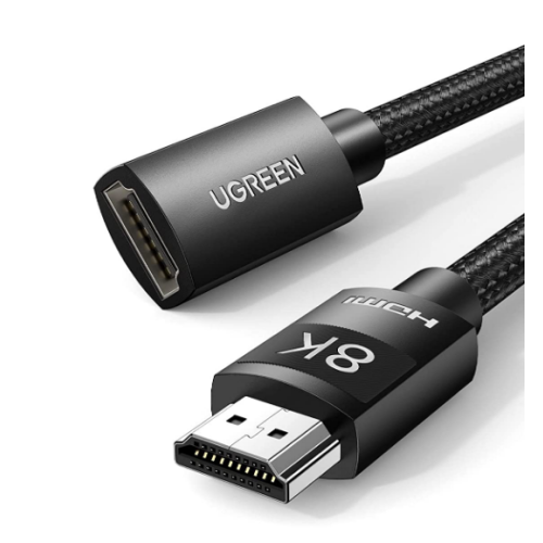 CABLU video prelungitor Ugreen, "HD151" HDMI (T) la HDMI (M), rezolutie maxima 8K UHD (7680 x 4320) la 60 Hz, conectori auriti, braided, 1m, negru "40447" (include TV 0.15 lei) - 6957303844470