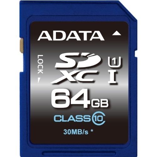 CARD SD ADATA, 64 GB, SDXC, clasa 10, standard UHS-I U1, "ASDX64GUICL10-R" (include TV 0.03 lei)