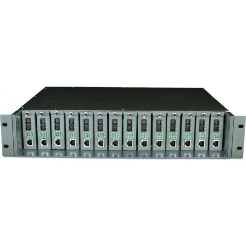 SASIU RACKABIL TP-LINK 14-sloturi media convertor fara management, rack 19-inch, suport sursa de alimentare redundanta, o sursa AC inclusa "TL-MC1400"