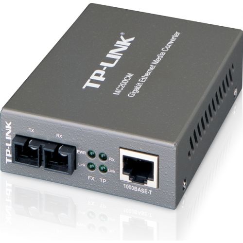 MEDIA CONVERTOR TP-LINK RJ45 1000M la fibra SC multi-mode 1000M, Full-duplex, pana la 550m, montabil in sasiu "MC200CM"