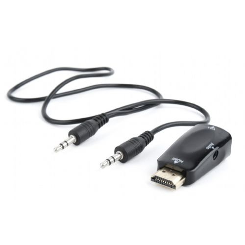 ADAPTOR video GEMBIRD, splitter HDMI (T) la VGA (M) + Jack 3.5mm (T), rezolutie maxima Full HD (1920 x 1080) la 60Hz, cablu audio 3.5 mm jack, black, "A-HDMI-VGA-02" (include TV 0.06 lei)