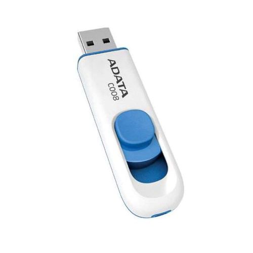 MEMORIE USB 2.0 ADATA 64 GB, retractabila, carcasa plastic, alb / albastru, "AC008-64G-RWE" (include TV 0.03 lei)