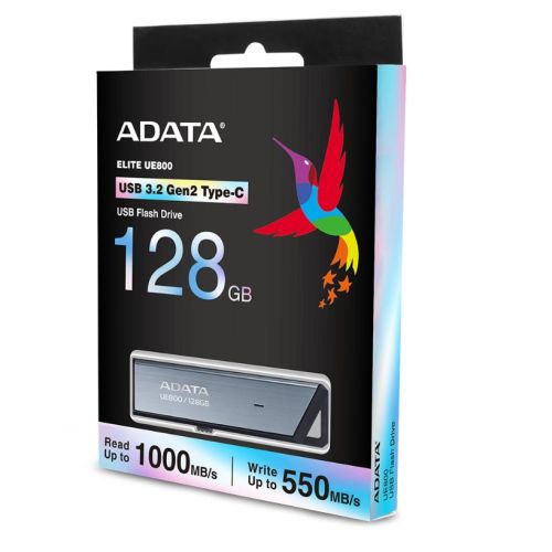 MEMORIE USB Type-C 3.2 ADATA 128 GB, retractabila, carcasa aluminiu, argintiu "AELI-UE800-128G-CSG" (include TV 0.03 lei)