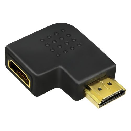 ADAPTOR video LOGILINK, HDMI (T) la HDMI (M), conectori auriti, in unghi de 90 grade, rezolutie maxima 4K UHD (3840 x 2160) la 30 Hz, negru, "AH0008" (include TV 0.06 lei)