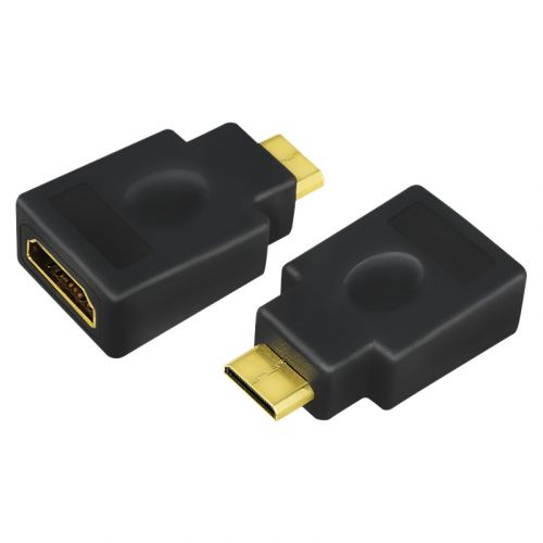ADAPTOR video LOGILINK, Mini-HDMI (Type C)(T) la HDMI (M), conectori auriti, rezolutie maxima 4K UHD (3840 x 2160) la 30 Hz, negru, "AH0009" (include TV 0.06 lei)