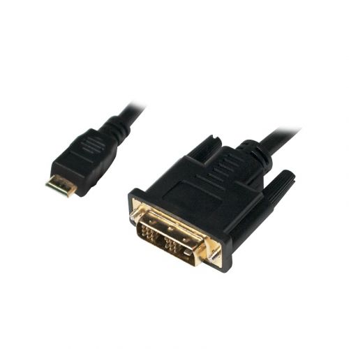 CABLU video LOGILINK, adaptor Mini-HDMI (Type C)(T) la DVI-D SL (T), 1m, conectori auriti, negru, "CHM002" (include TV 0.06 lei)