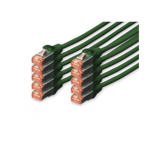 DIGITUS CAT 6 S-FTP patch cable Cu LSZH AWG 27/7 length 3 m 10 pieces color green "DK-1644-030-G-10"