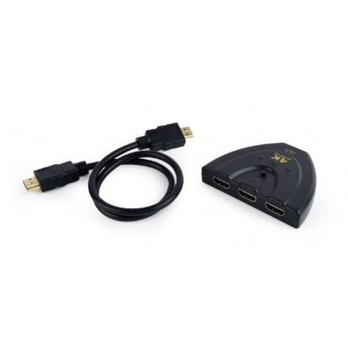 CABLU video GEMBIRD, switch 3 x HDMI (M) la HDMI (T), 0.5m, rezolutie maxima 4K UHD (3840 x 2160) la 60 Hz, conecteaza 3 dispozitive la 1 TV, indicator LED, negru, "DSW-HDMI-35" (include TV 0.18lei)