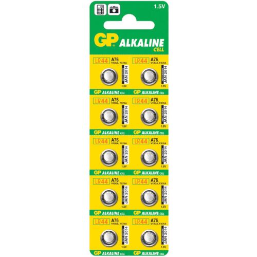 Baterie GP Batteries, butoni (AG13/LR44) 1.5V alcalina, blister 10 buc. "GPA76F-2C10" "GPPBAA76F012" - 306305 (include TV 0.1lei)