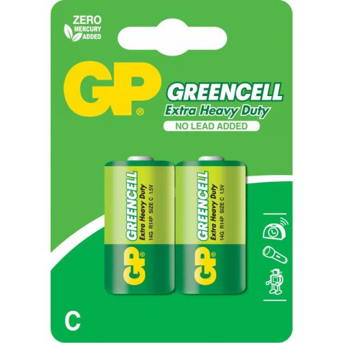 Baterie GP Batteries, Greencell C (R14) 1.5V carbon zinc, blister 2 buc. "GP14G-2UE2" "GPPCC14KC005" (include TV 0.04lei)