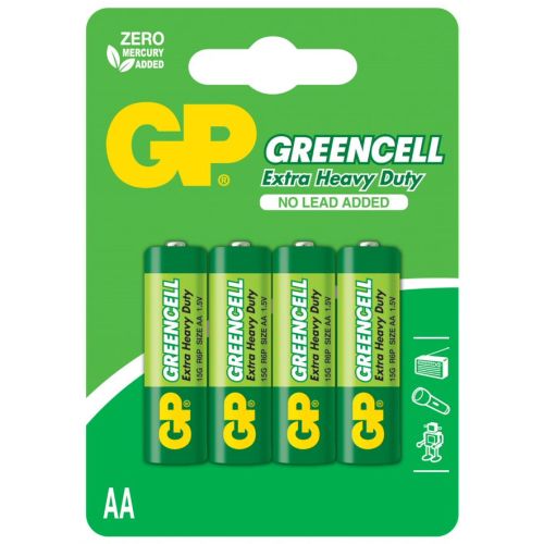 Baterie GP Batteries, Greencell AA (LR6) 1.5V carbon zinc, shrink 4 buc. "GP15GEB-2S4" "GPPCC15KC031" 