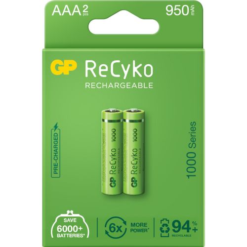 Acumulatori GP Batteries, ReCyko 1000mAh AAA (LR03) 1.2V NiMH, paper box 2 buc. "GP100AAAHCE-2EB2" "GPRHC103E000" (include TV 0.16lei)