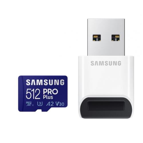 Card memorie Samsung PRO Plus + Cititor USB carduri micro-SDXC, MB-MD512KB/WW, 512GB "MB-MD512KB/WW" (include TV 0.03 lei)