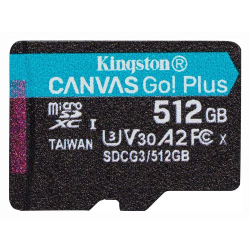CARD MicroSD KINGSTON, 512 GB, MicroSD, clasa 10, standard UHS-I U3, "SDCG3/512GB" (include TV 0.03 lei)