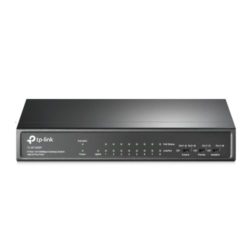 SWITCH PoE TP-LINK  9 porturi 10/100Mbps (8 PoE+), IEEE 802.3af/at, carcasa metalica "TL-SF1009P" (include TV 1.75lei)