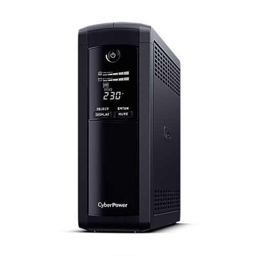 UPS CYBER POWER Line Int. cu management, LCD, tower,  1200VA/ 720W, AVR, 5 x socket Schuko, display LCD, 2 x baterie 12V/7Ah, Backup 1- 8 min, incarcare 8h, conector USB, port RS232, combo RJ45, GreenPower (Energy Saving),"VP1200ELCD" (include TV 8 l