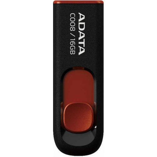 MEMORIE USB 2.0 ADATA 16 GB, retractabila, carcasa plastic, negru / rosu, "AC008-16G-RKD" (include TV 0.03 lei)