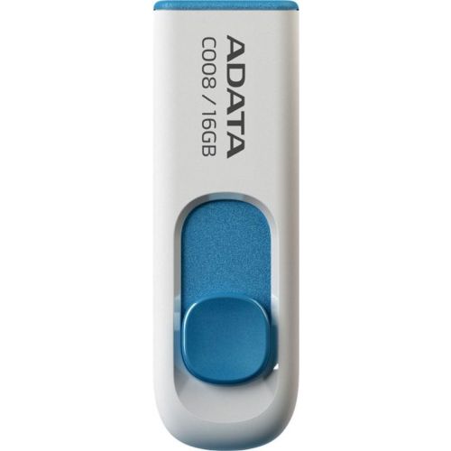 MEMORIE USB 2.0 ADATA 16 GB, retractabila, carcasa plastic, alb / albastru, "AC008-16G-RWE" (include TV 0.03 lei)