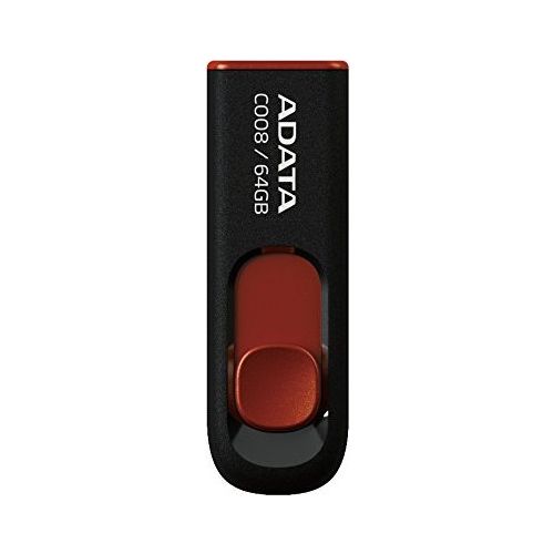MEMORIE USB 2.0 ADATA 64 GB, retractabila, carcasa plastic, negru / rosu, "AC008-64G-RKD" (include TV 0.03 lei)