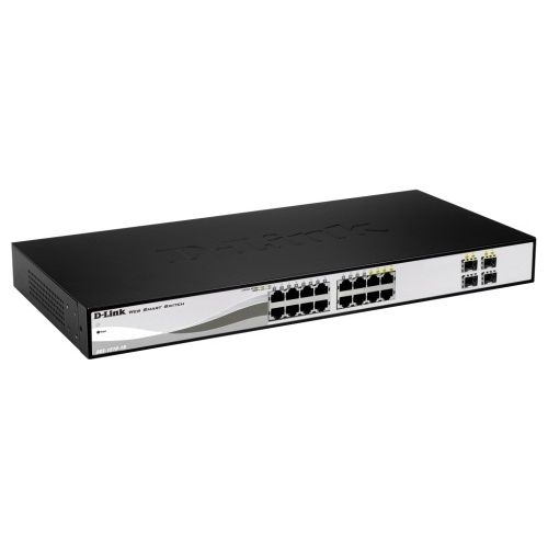 SWITCH D-LINK SMART 16 porturi Gigabit + 4 porturi combo SFP, carcasa metalica, rackabil, "DGS-1210-16" (include TV 1.75lei)