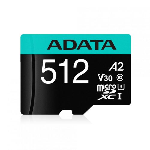 CARD MicroSD ADATA, 512 GB, microSDHC, clasa 10, standard UHS-I U3, "AUSDX512GUI3V30SA2" (include TV 0.03 lei)