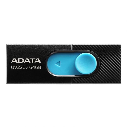 MEMORIE USB 2.0 ADATA 64 GB, retractabila, carcasa plastic, negru / albastru, "AUV220-64G-RBKBL" (include TV 0.03 lei)