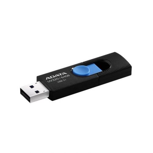 MEMORIE USB 3.2 ADATA 64 GB, retractabila, carcasa plastic, negru / albastru, "AUV320-64G-RBKBL" (include TV 0.03 lei)