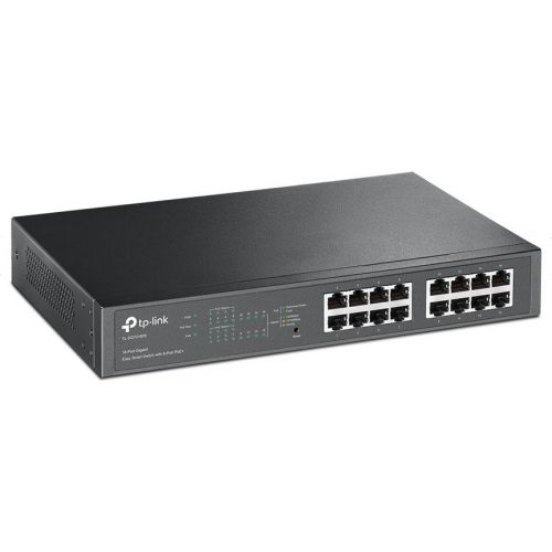 SWITCH PoE TP-LINK  SMART 16 porturi Gigabit (8 PoE+), IEEE 802.3af/at, carcasa metalica, rackabil "TL-SG1016PE" (include TV 1.75lei)