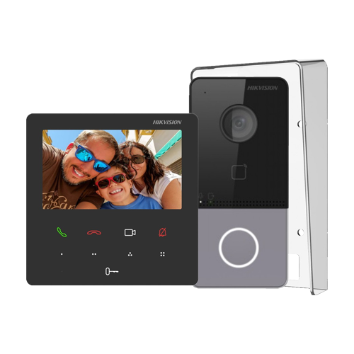 KIT videointerfon pentru 1 familie Wi-Fi 2.4Ghz monitor 4.3 inch – Hikvision DS-KIS606-P