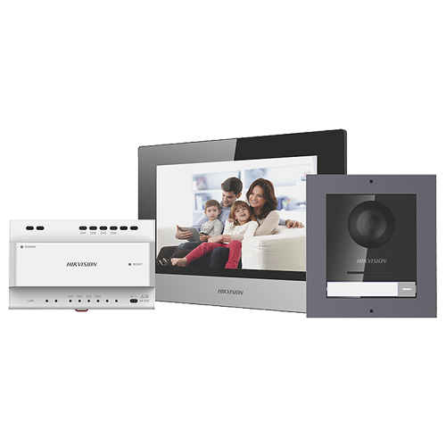 Kit videointerfon IP 7inch, conectare 2 fire - HIKVISION DS-KIS702