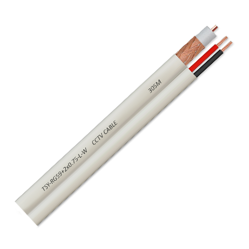 Cablu coaxial RG59 + alimentare 2x0.75, 100m, alb TSY-RG59+2X0.75-L-W