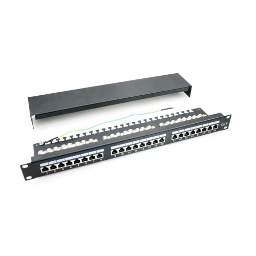 Patch panel 24 porturi, 1U, FTP Cat.6, Krone+110, suport de cabluri integrat - EMTEX, "PBPP17"