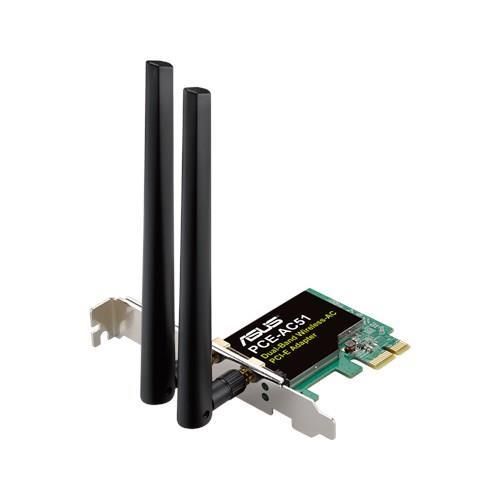 PLACA RETEA ASUS , intern wireless 2.4 GHz | 5 GHz, PCI-E, port, 750 Mbps, antena externa x 2, "PCE-AC51"
