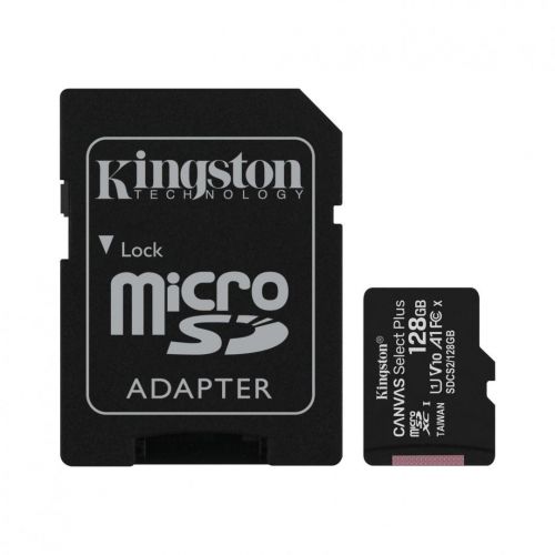 CARD MicroSD KINGSTON, 128 GB, microSDXC, clasa 10, standard UHS-I U1, "SDCS2/128GB" (include TV 0.03 lei)