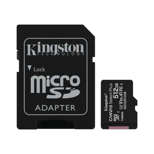 CARD MicroSD KINGSTON, 512 GB, MicroSDXC, clasa 10, standard UHS-I U3, "SDCS2/512GB" (include TV 0.03 lei)