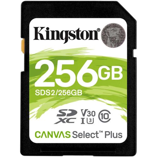 CARD SD KINGSTON, 256 GB, SDXC, clasa 10, standard UHS-I U3, "SDS2/256GB" (include TV 0.03 lei)
