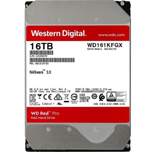 HDD WD 16TB, Red Pro, 7.200 rpm, buffer 512 MB, pt NAS, "WD161KFGX"