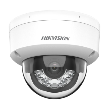 Camera supraveghere IP Dome Hikvision Hybrid Light DS-2CD1143G2-LIUF, 4MP, 2.8 mm, IR/lumina alba 30 m, slot card, microfon, PoE